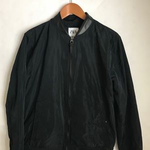 Zara Faux Leather Trim Bomber Jacket M